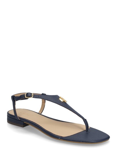 Lauren Ralph Lauren Everley Ii Crosshatch Leather Sandal Navy 38