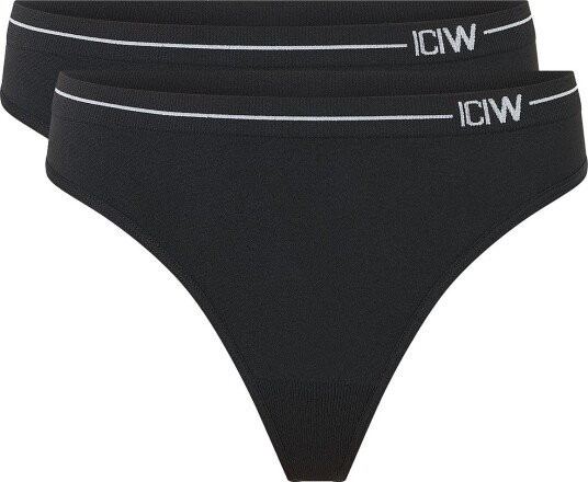 ICANIWILL   Stringtruse Everyday Seamless Thong 2 pack   Svart