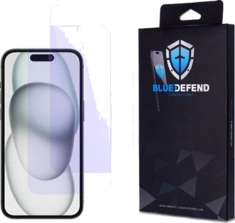 BlueDefend Anti-Blue Light Skjermbeskyttere Beskyttelsesglass iPhone 15 2 stk.