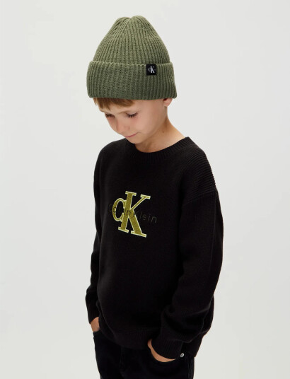 Calvin Klein Monogram Rib Beanie Khaki green L/XL Calvin Klein Monogram Rib Beanie Khaki green L/XL