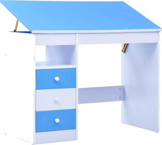 Tegnebord/skrivebord for barn - blå og hvit