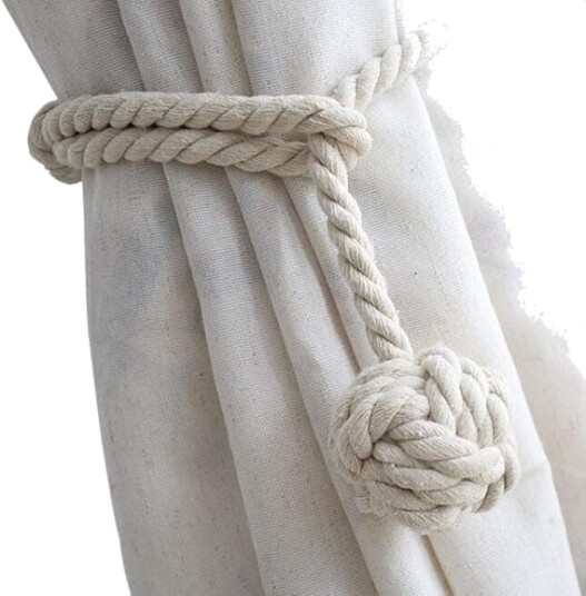 2 pakks gardinholdere Tunge gardinholdere i tau håndlagde rustikke dekorative gardinholdere beige