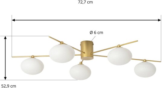 Lindby Valisa taklampe gull 5 lamper