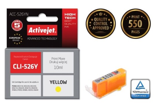 Activejet Acc-526Yn Høyt (Xl) Utbytte Gult Fargestoffbasert Blekk 10 Ml 1 Stykker Enkeltpakke
