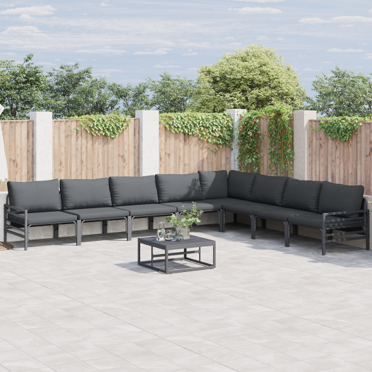 Hagesofa Set 8 pcs Antrasitt Stål