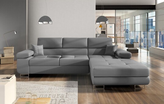 Klinka Sovesofa med Divan Høyre Lær/Grå Klinka Sovesofa med Divan Høyre Lær/Grå