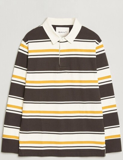 Gant Striped Heavy Rugger Charred Wood Brown
