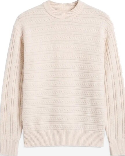 Calvin Klein Ls Wool Blend Cable Crwnk 7Gg ANTIQUE WHITE L
