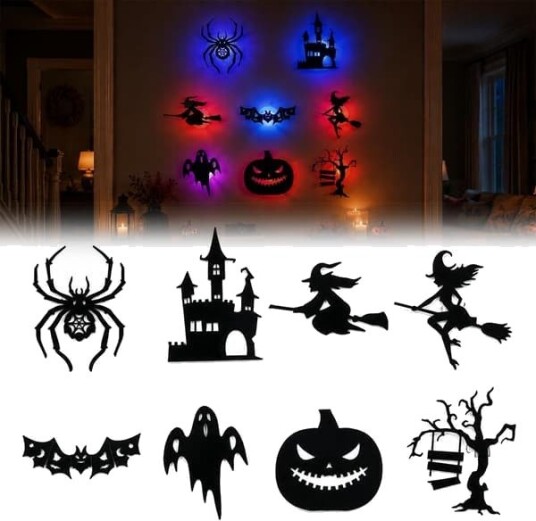 Halloween Lysende LED-Klistremerker til Vegg og Vindu 8/16/24/32/40 stk