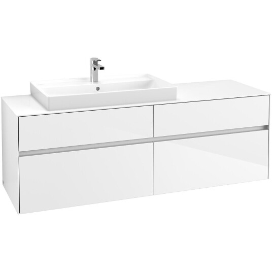 Villeroy & Boch Collaro Servantskap med 4 skuffer 160x50x54,8 cm u/lys Hvit Høyglans Villeroy & Boch Collaro Servantskap med 4 skuffer 160x50x54,8 cm u/lys Hvit Høyglans
