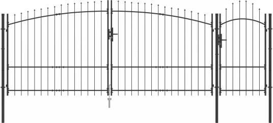 Hageport med Spydtop Grey 175x400 cm Stål