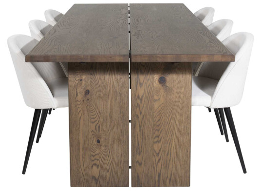Venture Design Logger & Velvet spisegruppe Natur/beige 6 st stoler & bord 210 x 100 cm