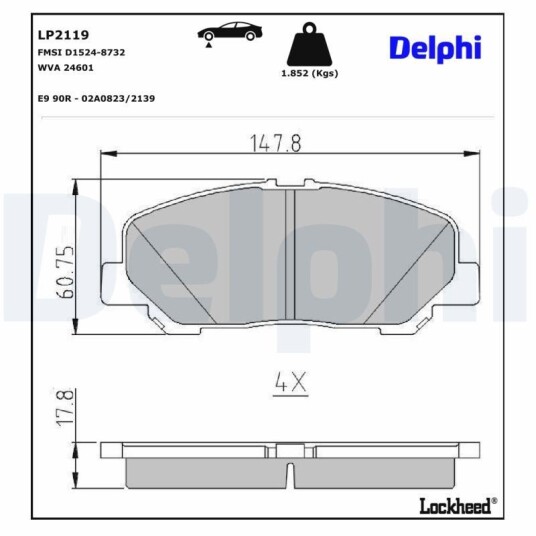 Bremseklosser DELPHI LP2119 Bremseklosser DELPHI LP2119
