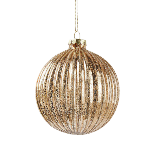 Edg Enzo De Gasperi Julekule striper ø10 cm antikk gull Edg Enzo De Gasperi Julekule striper ø10 cm antikk gull