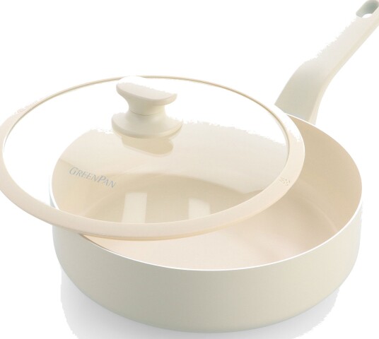 Greenpan Essence Pro traktørpanne med lokk 28 cm cream