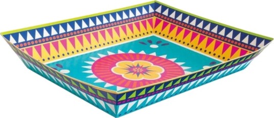 Avlang Tallerken/Matfat med Bohemsk/Meksikansk Tema 20,5x28 cm Boho Fiesta