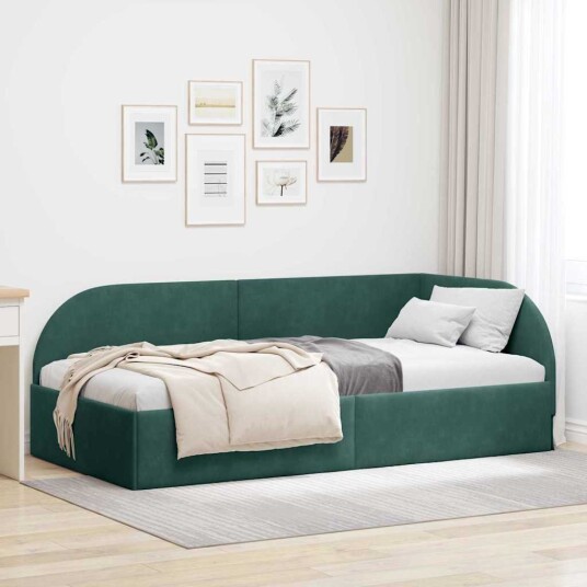 Hjørnesengramme med hodegjerde Mørkegrønn 80 x 200 cm Fløyel Hjørnesengramme med hodegjerde Mørkegrønn 80 x 200 cm Fløyel