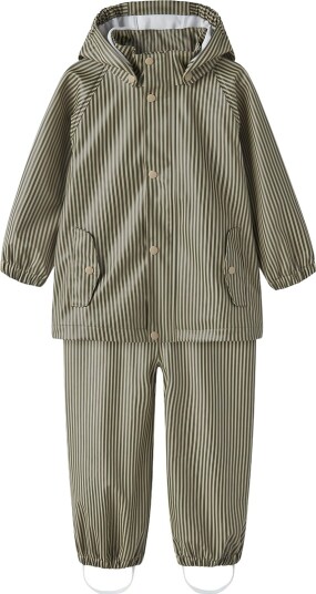 Lil" Atelier Regntøy NmmLaDry10 Twill/Stripe Lil Atelier 3 år (98) Regntøy Armygrønn Beige Brun Grønn