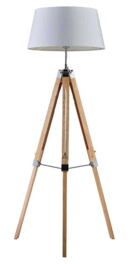 Lindby Gulvlampe Katie med treramme med tre bein Lindby Gulvlampe Katie med treramme med tre bein