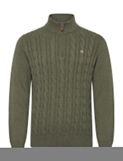 Morris Nathan Cable Half Zip Khaki green XXL