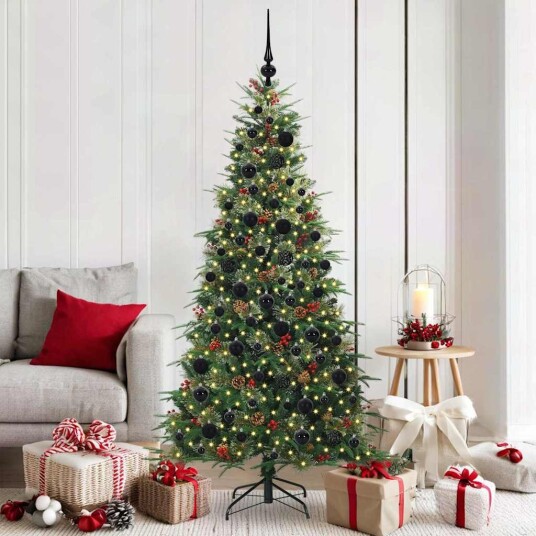  Kunstig sammensatt juletre med 300 LED grønn 180 cm PE og PVC