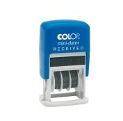 Colop Datumstempel mit Text Mini-Dater, Tradisjonell, Datostempel, Plast, 12 x 25 mm, Blå, Plast