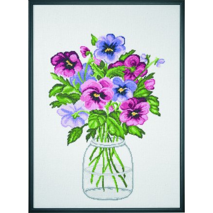 Permin Broderisett Pansy 58x42cm