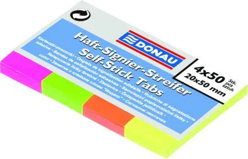 Donau Sticky Notes neon markers 20x50mm 4 colors x 50 pcs. 14K088X