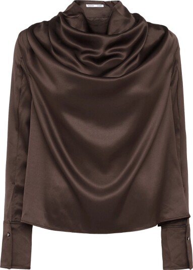 Ahlvar Gallery Miko Satin Blouse DARK BROWN S