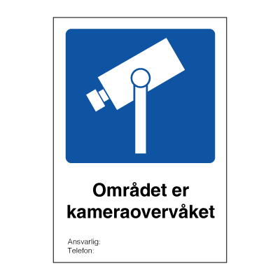 Jo Safety Området er kameraovervåket skilt Refleks Alu. 297 x 420 mm 6310150RAA3