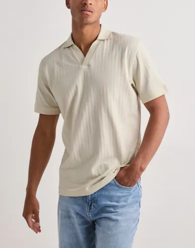 Selected Men Slhmilan Ss Polo Kortermet poloskjorte Beige