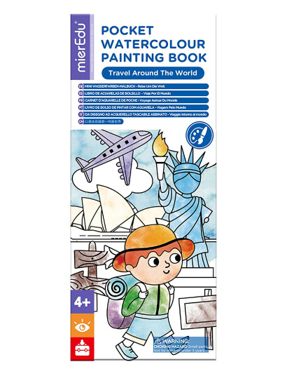 mierEdu Pocket Watercolouring Book - Travel Around The World - Multi/patterned - ONE SIZE