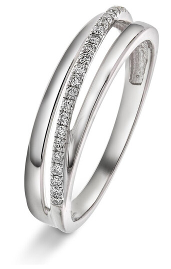 Pan Jewelry, Ring i 585 hvitt gull med diamanter 0,12 ct, størrelse 50