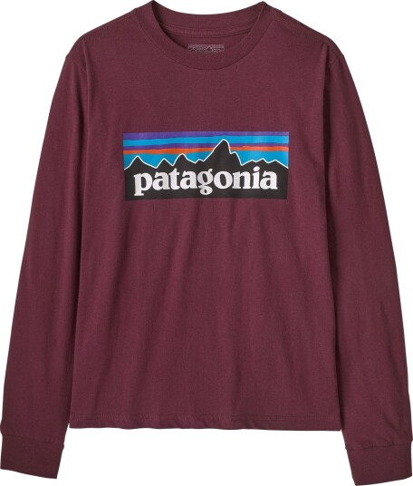 Patagonia Kids" Long Sleeved P 6 Logo T Shirt Berry Fig L