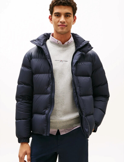 Tommy Hilfiger Mix Down Hooded Puffer - Navy - XXXL Tommy Hilfiger Mix Down Hooded Puffer - Navy - XXXL