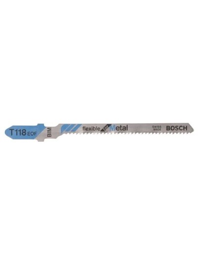 Bosch T 118 EOF Stikksagbladsett for Metall - 5 Deler, T-Skaft, 83 mm