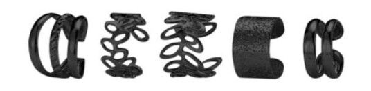 Fake Helix Piercing 5-pack ørepynt mansjett uten hull svart