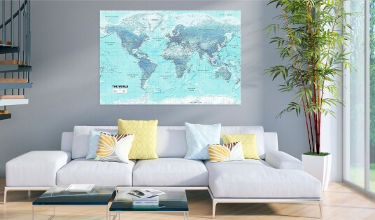 Tavle World Map: Sky Blue World 90X60 Artgeist sp. z o. o.