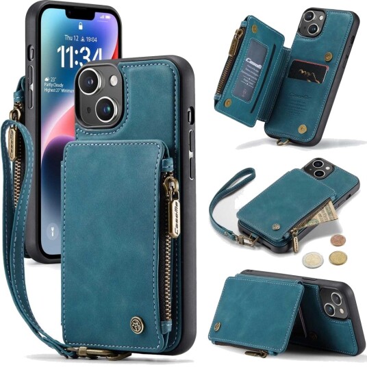 CaseMe Back Case Wallet (iPhone 14 Plus) Blå