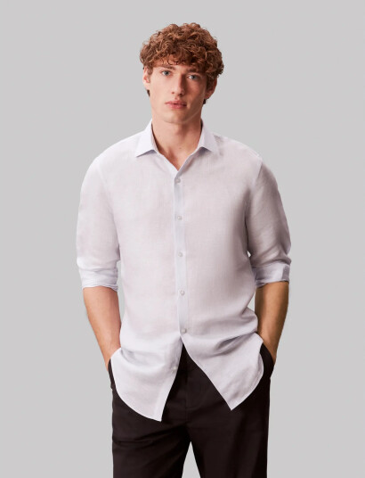 Calvin Klein Slim Ref Linen Bld Stp   Purple   43