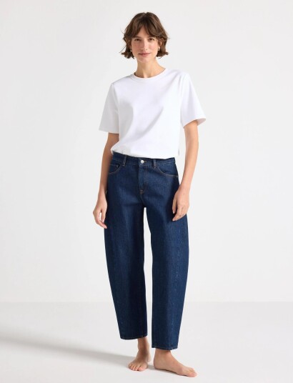 Lindex Barrel Jeans With Ankle Length Navy 46
