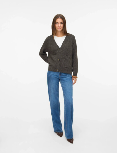 Vero Moda Vmboom Ls V-Neck Button Cardigan Ga Noos - Brown - M Vero Moda Vmboom Ls V-Neck Button Cardigan Ga Noos - Brown - M