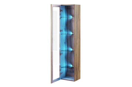 Vitrineskap Veria 30x40 cm Blå LED Natur/Svart