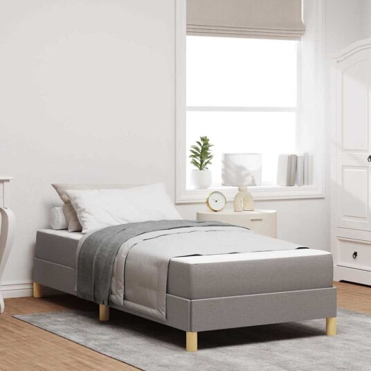 Boksfjær Seng Taupe Brun 80 x 200 cm Stoff konstruert tre