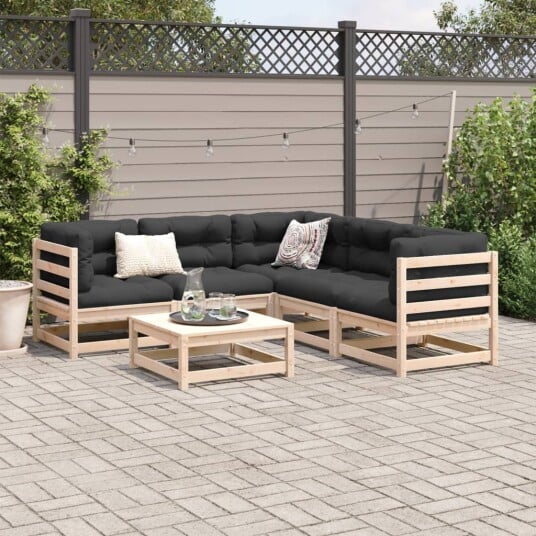 Hagesofasett 6 deler heltre furu