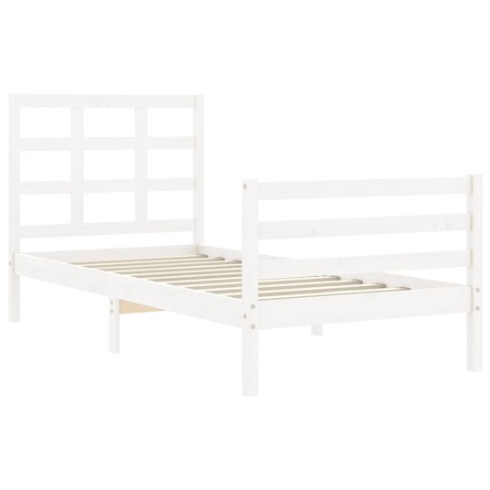 vidaXL Sengeramme med hodegavl hvit 3FT single heltre 8720845991227