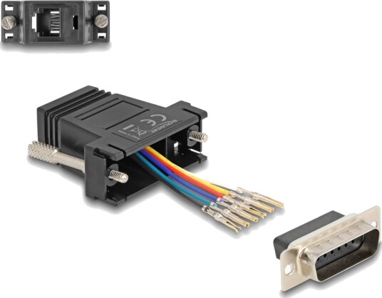 Delock D-Sub 15 Pins Hann Til Rj12 Hunnmonteringssett Svart