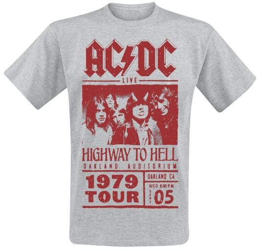 AC/DC T-skjorte - Highway To Hell - Red Photo - 1979 Tour - S til XXL - Herrer - gråmelert
