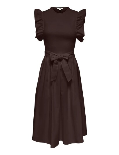 ONLY Onlavalora S/L Long Belt Dress Wvn Ex Brown XL ONLY Onlavalora S/L Long Belt Dress Wvn Ex Brown XL