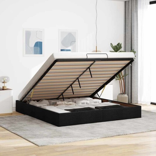Ottoman sengeramme uten madrass svart Super King stoff 8721158457110 Ottoman sengeramme uten madrass svart Super King stoff 8721158457110